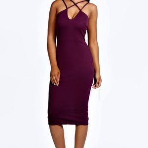 NWOT Boohoo strappy purple midi dress